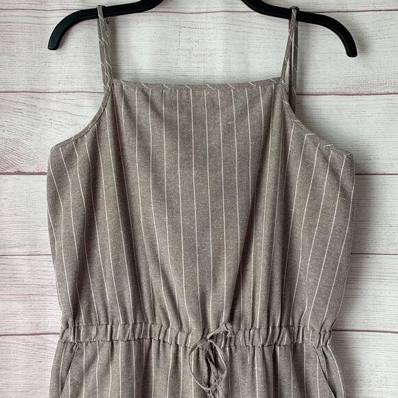 Ci Sono Linen Collection Gray White Striped Jumpsuit Tie String Waist Size XL - Picture 12 of 15